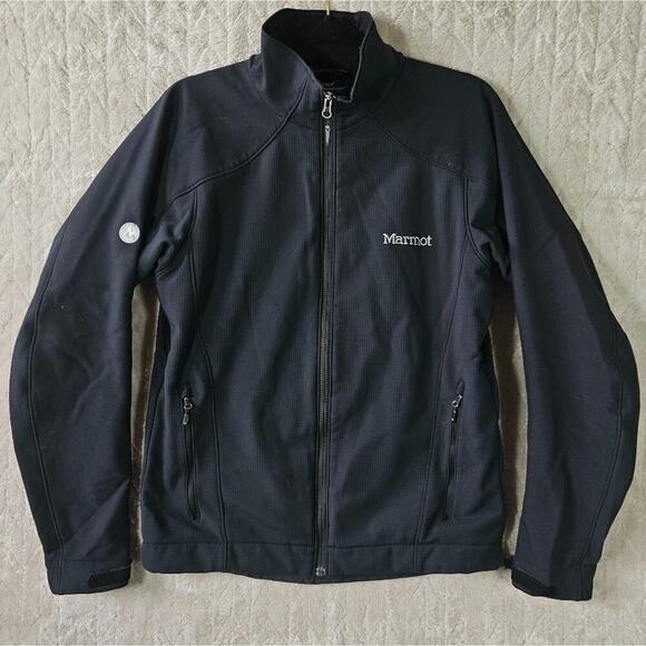 Marmot Gore Windstopper Softshell Jacket Mens S Black Minimal Outdoors Lined - Picture 6 of 9